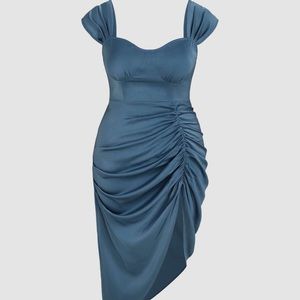 NEW Cider Curve & Plus Solid Ruched Midi Dress 1X